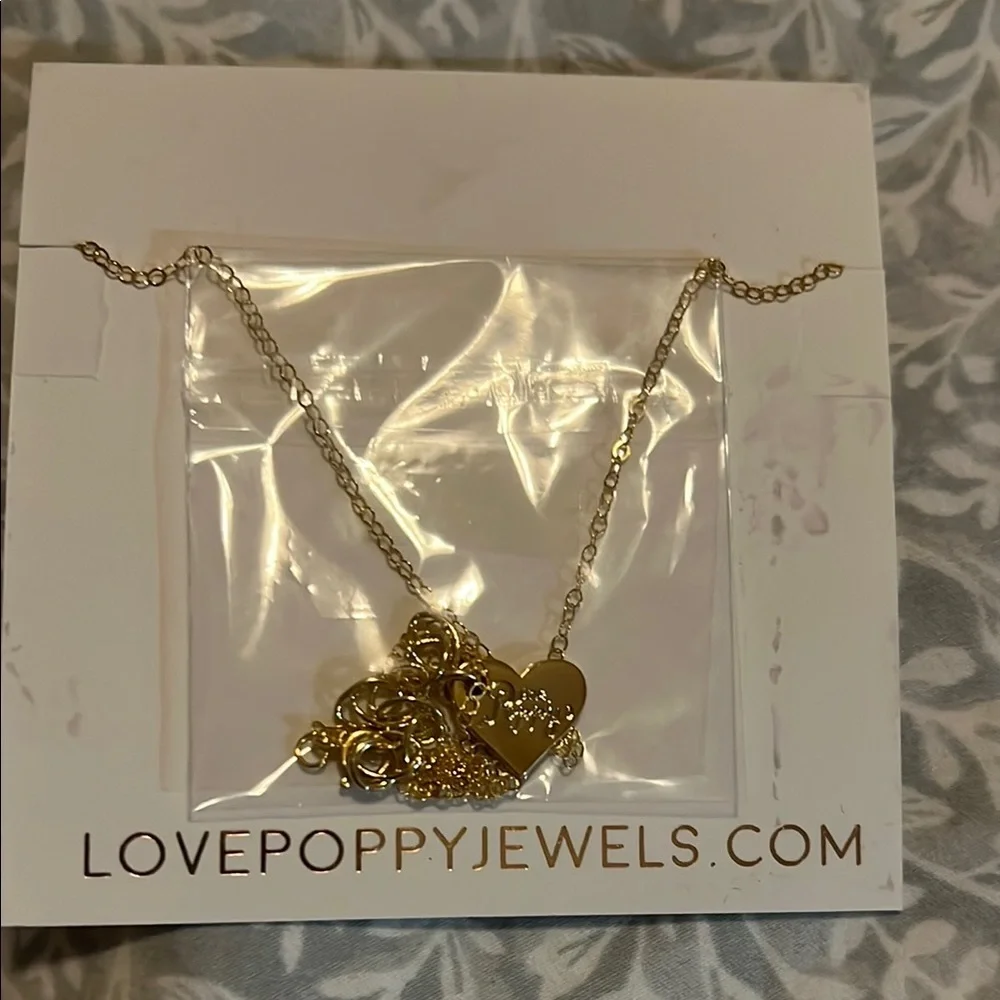 Love Poppy Gold Necklace with Blue, Pink and Purple‎ Gummy Bear
